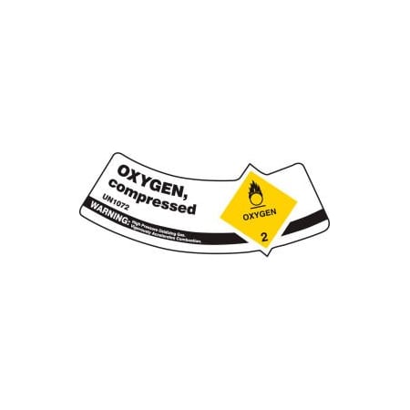 Accuform Accuform Gas Cylinder Shoulder Label, Oxygen Compressed, Dura-Vinyl, Each MCSLOXYXVE